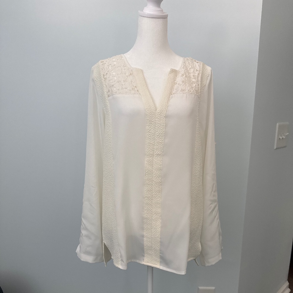 Calvin Klein Cream Lace Blouse Size M